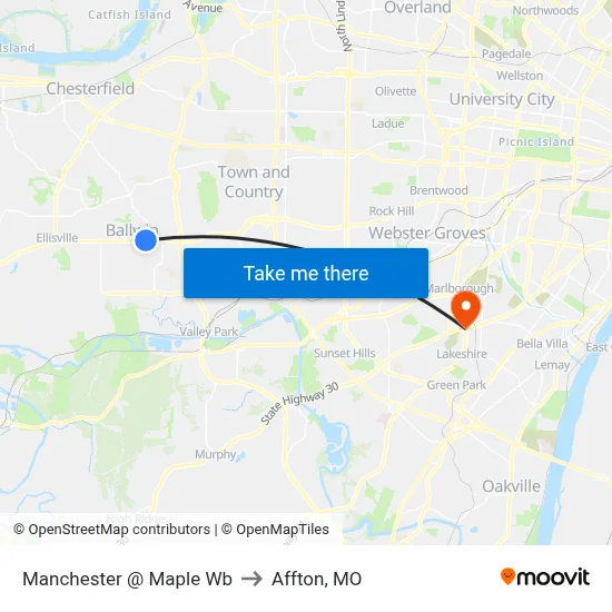 Manchester @ Maple Wb to Affton, MO map