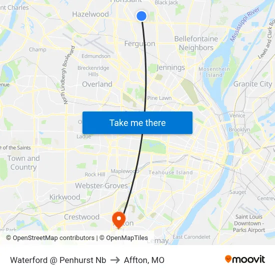 Waterford @ Penhurst Nb to Affton, MO map