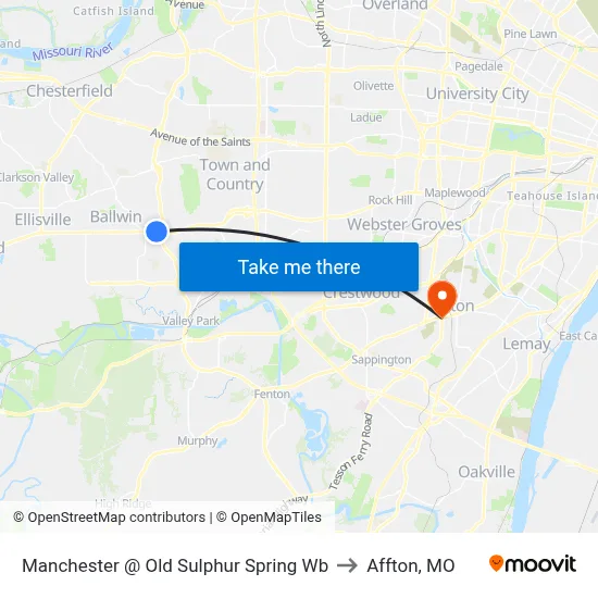 Manchester @ Old Sulphur Spring Wb to Affton, MO map