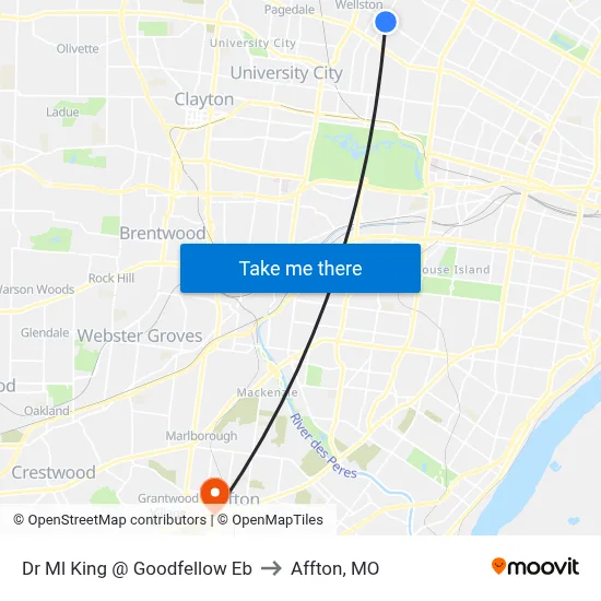 Dr Ml King @ Goodfellow Eb to Affton, MO map