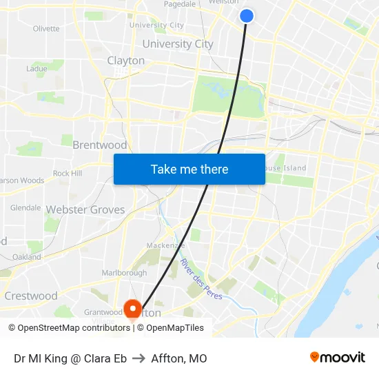 Dr Ml King @ Clara Eb to Affton, MO map
