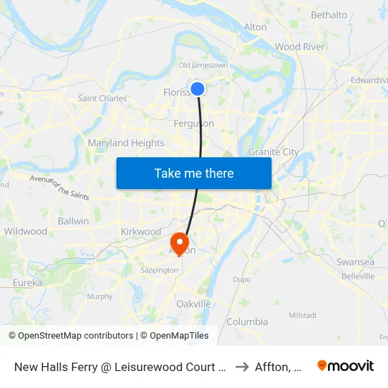 New Halls Ferry @ Leisurewood Court Sb to Affton, MO map