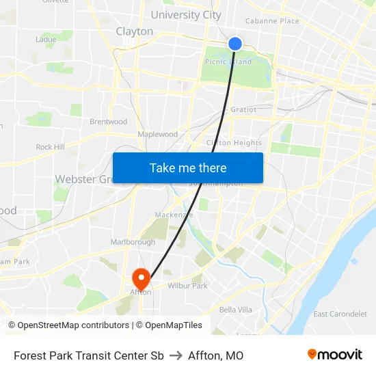 Forest Park Transit Center Sb to Affton, MO map
