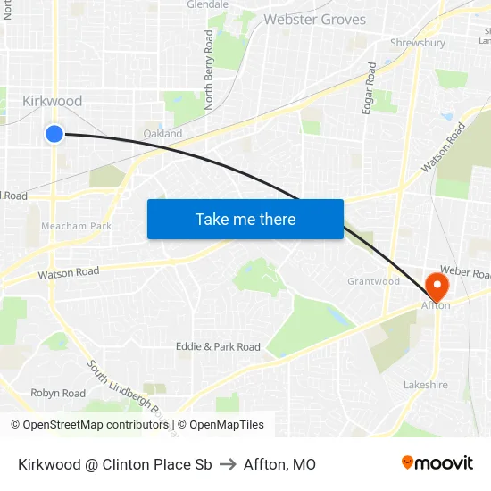 Kirkwood @ Clinton Place Sb to Affton, MO map