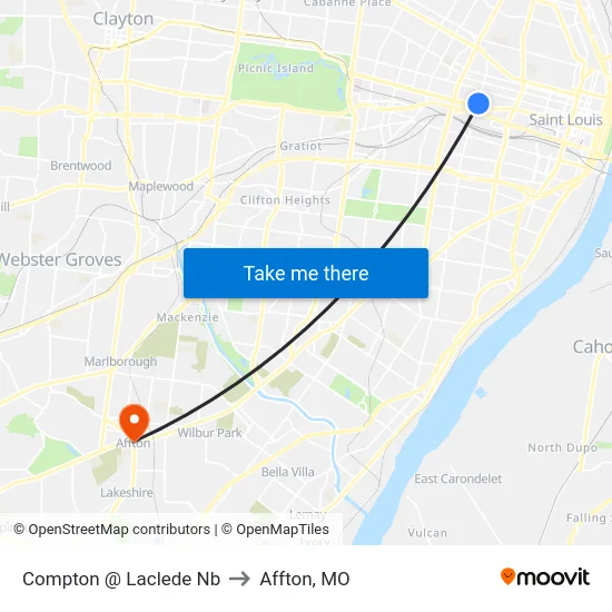 Compton @ Laclede Nb to Affton, MO map