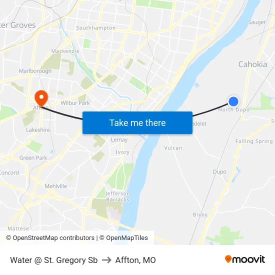 Water @ St. Gregory Sb to Affton, MO map