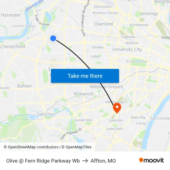 Olive @ Fern Ridge Parkway Wb to Affton, MO map