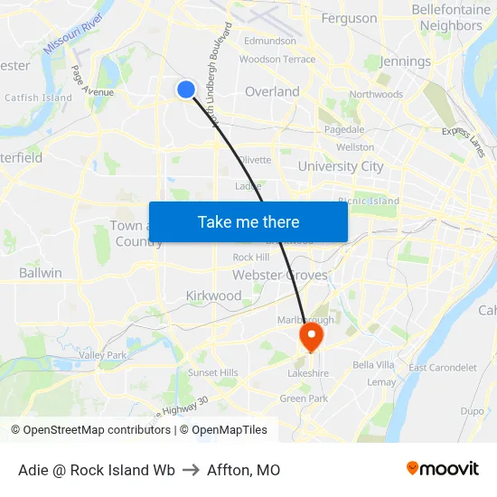 Adie @ Rock Island Wb to Affton, MO map