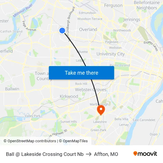 Ball @ Lakeside Crossing Court Nb to Affton, MO map