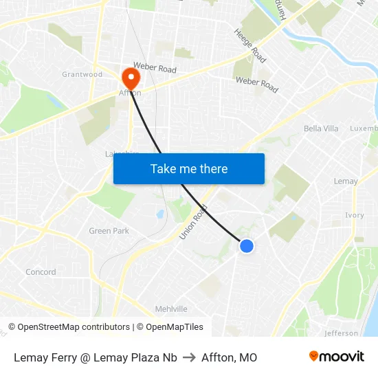 Lemay Ferry @ Lemay Plaza Nb to Affton, MO map