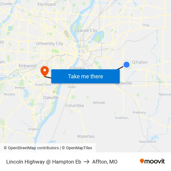 Lincoln Highway @ Hampton Eb to Affton, MO map