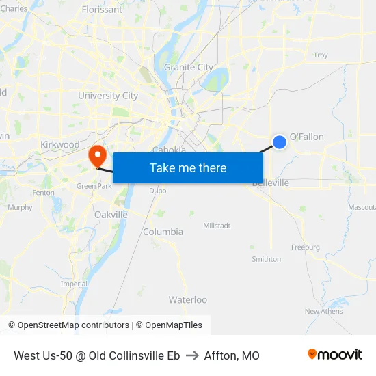 West Us-50 @ Old Collinsville Eb to Affton, MO map