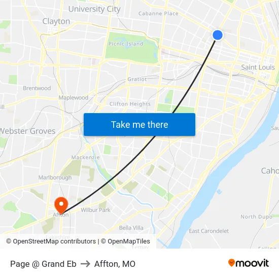 Page @ Grand Eb to Affton, MO map
