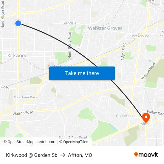Kirkwood @ Garden Sb to Affton, MO map