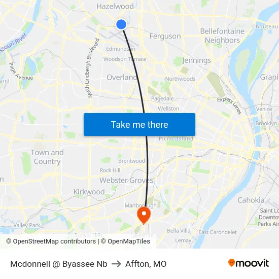 Mcdonnell @ Byassee Nb to Affton, MO map