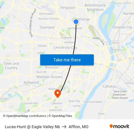 Lucas-Hunt @ Eagle Valley Nb to Affton, MO map
