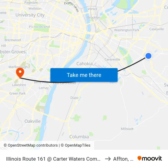 Illinois Route 161 @ Carter Waters Company Nb to Affton, MO map