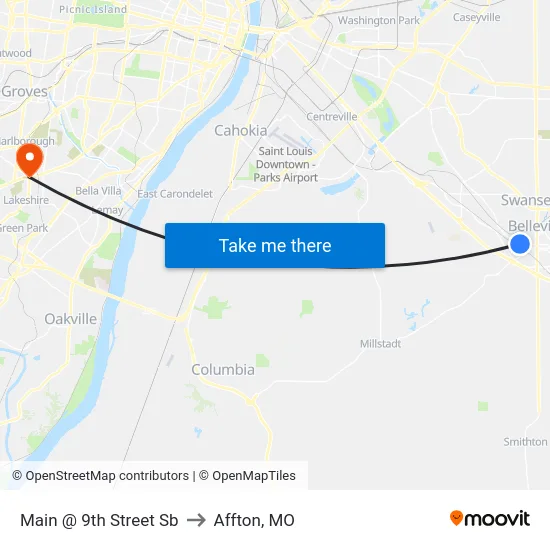 Main @ 9th Street Sb to Affton, MO map
