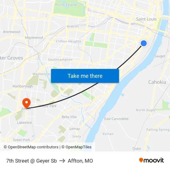 7th Street @ Geyer Sb to Affton, MO map