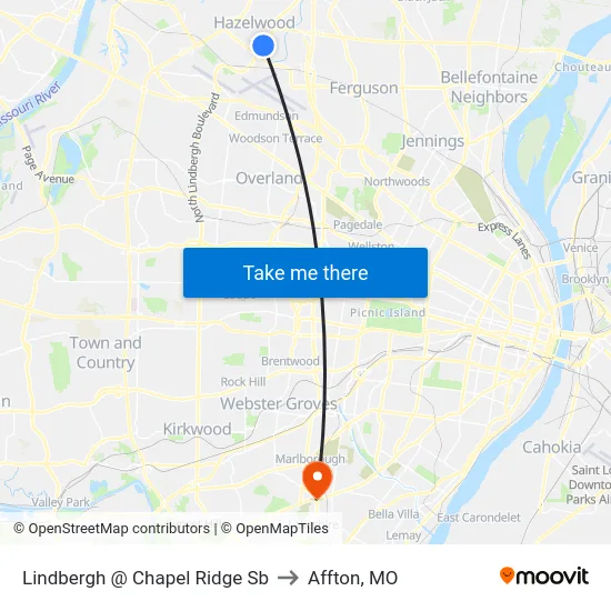 Lindbergh @ Chapel Ridge Sb to Affton, MO map