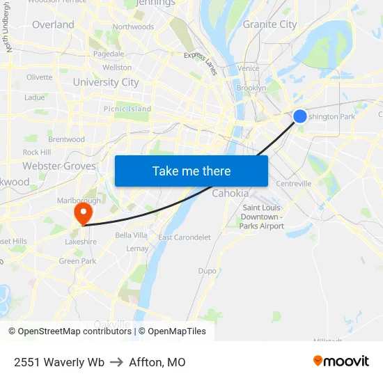 2551 Waverly Wb to Affton, MO map