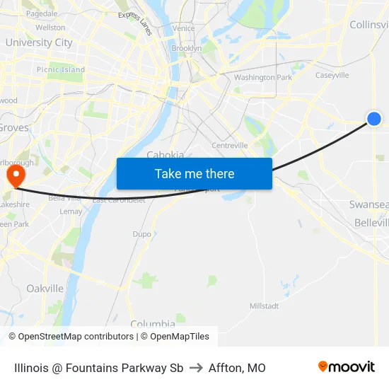 Illinois @ Fountains Parkway Sb to Affton, MO map