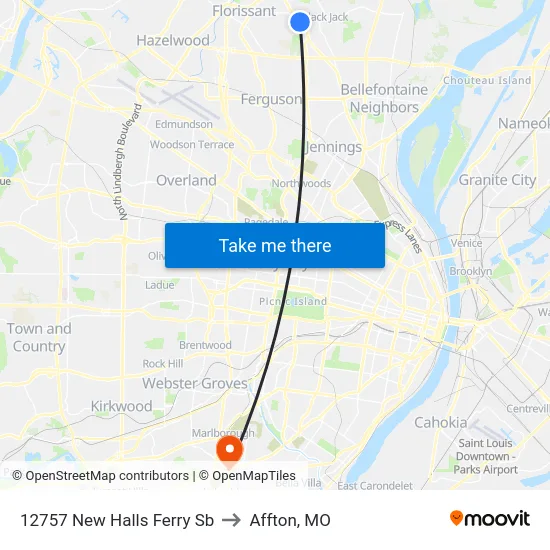 12757 New Halls Ferry Sb to Affton, MO map