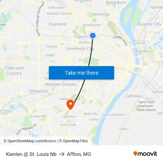 Kienlen @ St. Louis Nb to Affton, MO map