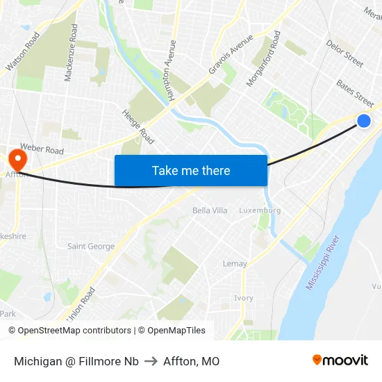 Michigan @ Fillmore Nb to Affton, MO map
