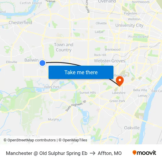 Manchester @ Old Sulphur Spring Eb to Affton, MO map