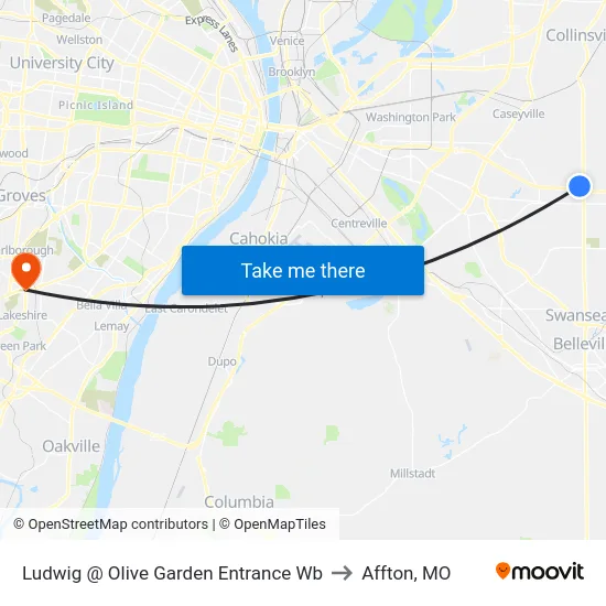 Ludwig @ Olive Garden Entrance Wb to Affton, MO map