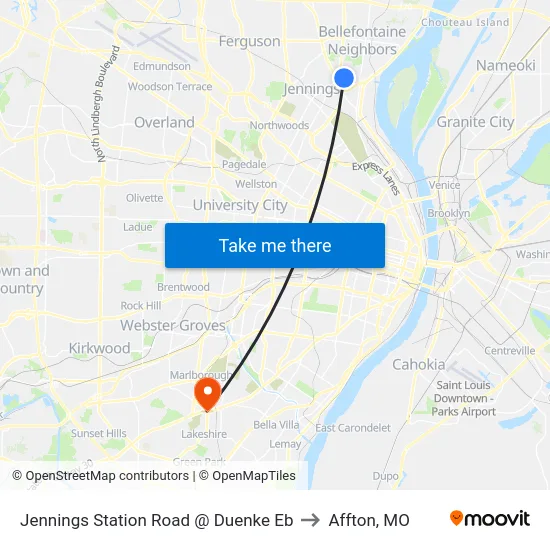 Jennings Station Road @ Duenke Eb to Affton, MO map