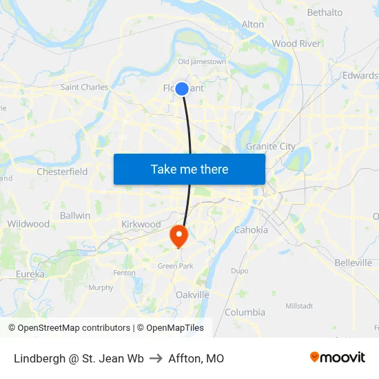Lindbergh @ St. Jean Wb to Affton, MO map