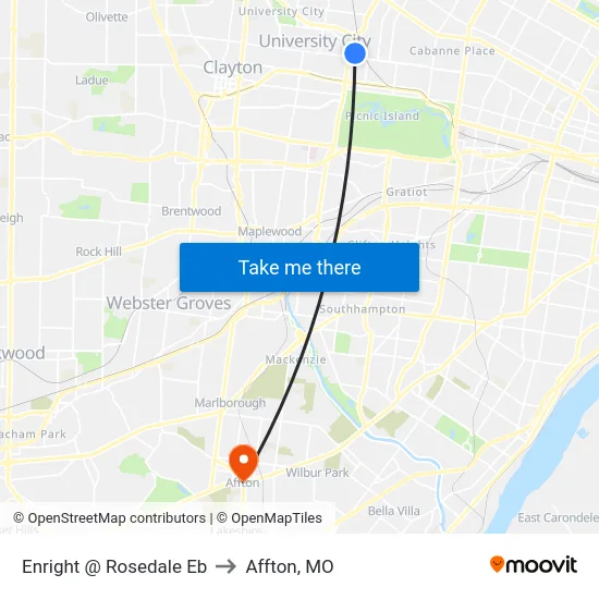 Enright @ Rosedale Eb to Affton, MO map