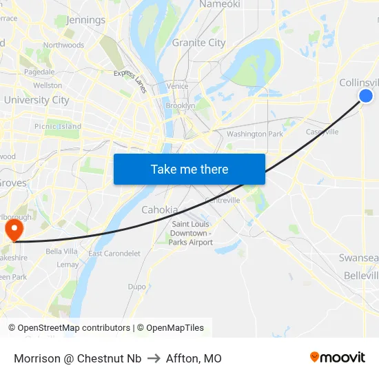 Morrison @ Chestnut Nb to Affton, MO map