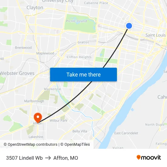 3507 Lindell Wb to Affton, MO map