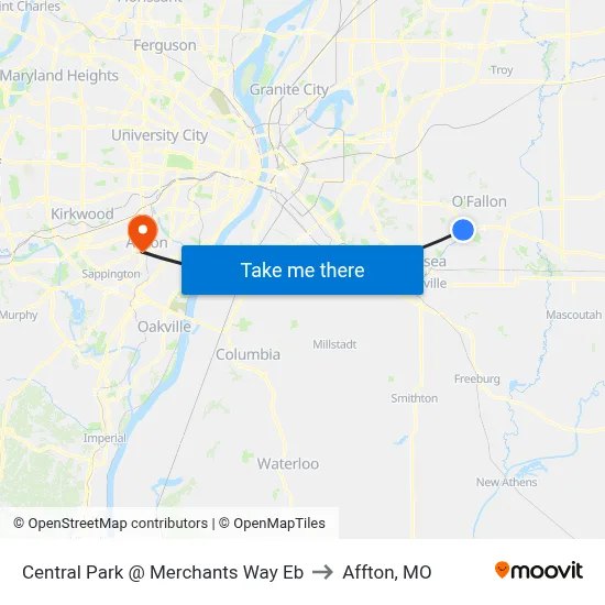 Central Park @ Merchants Way Eb to Affton, MO map