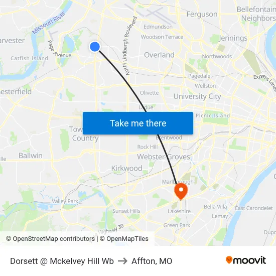 Dorsett @ Mckelvey Hill Wb to Affton, MO map