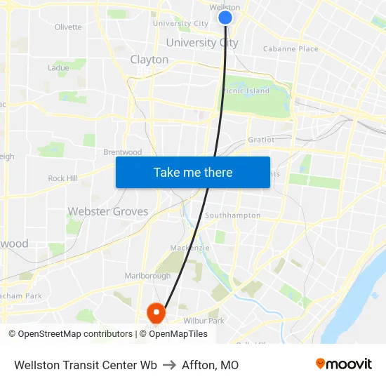 Wellston Transit Center Wb to Affton, MO map
