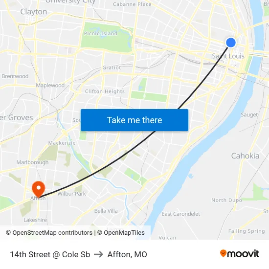 14th Street @ Cole Sb to Affton, MO map