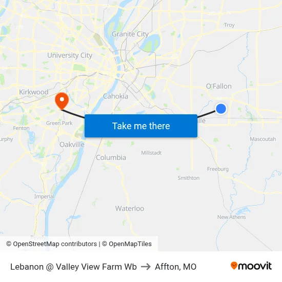 Lebanon @ Valley View Farm Wb to Affton, MO map