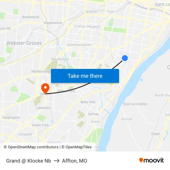 Grand @ Klocke Nb to Affton, MO map