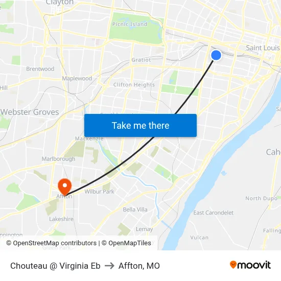 Chouteau @ Virginia Eb to Affton, MO map