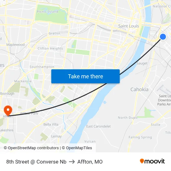 8th Street @ Converse Nb to Affton, MO map