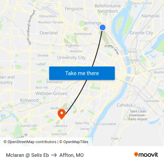 Mclaran @ Sells Eb to Affton, MO map