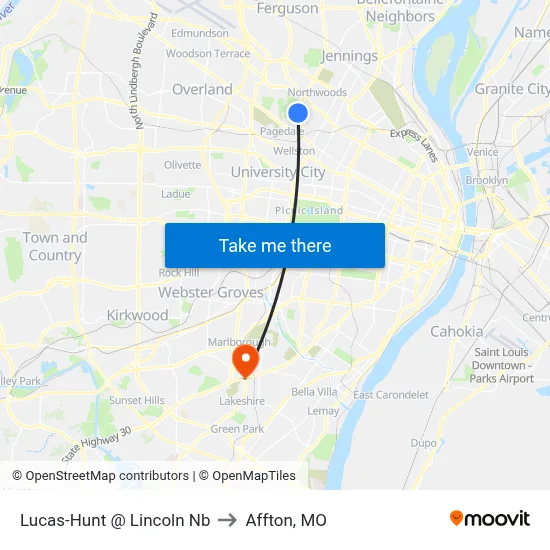 Lucas-Hunt @ Lincoln Nb to Affton, MO map