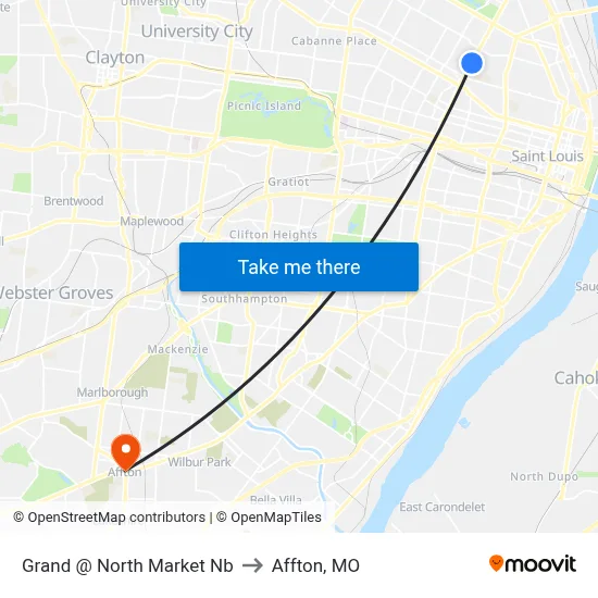 Grand @ North Market Nb to Affton, MO map