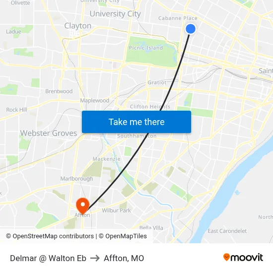 Delmar @ Walton Eb to Affton, MO map