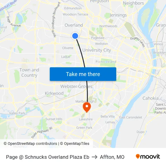 Page @ Schnucks Overland Plaza Eb to Affton, MO map