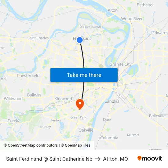 Saint Ferdinand @ Saint Catherine Nb to Affton, MO map